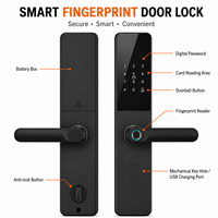 Harga Pabrik Kunci Pintu Pintar Tuya dengan Penyimpanan Cloud & Kartu Memori, WiFi, Buka Kunci Sidik Jari untuk Pintu Kayu