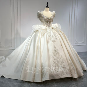 Robe de mariée pour femme, modèle XS244, princesse, manches courtes, dentelle, appliques en cristal, glands, perles ivoire, robe de bal - Product Image 3