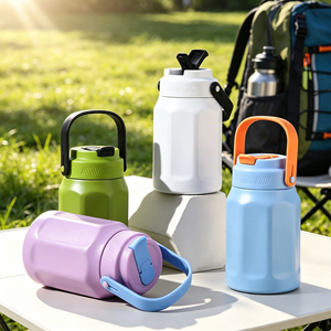 Bouteille isotherme octogonale sous vide 600ml 800ml avec poignée portable, revêtement intérieur 304, coque extérieure 201, en acier inoxydable, avec logo personnalisé - Product Image 1