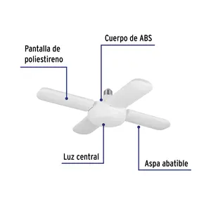 Ventilateur de plafond LED VOLTECK 40W avec 4 pales réglables, design moderne, moteur AC, contrôle à 3 vitesses, lumière du jour 5000K, plastique - Product Image 3