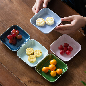 Assiette carrée en céramique, plat à collation en porcelaine pour salon de thé, fête, style simple - Product Image 1
