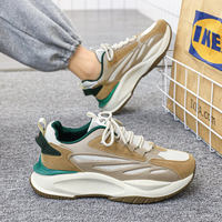 Nouvelles baskets épaisses pour hommes, confortables et tendance, avec fonction rehausseur de hauteur, en maille microfibre respirante