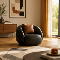 Fauteuil Lounge Rond Moderne Rembourré Noir – Siège d'Appoint pour Hall d'Hôtel, Salle de Banquet, Réception, Club et Mobilier de Restaurant