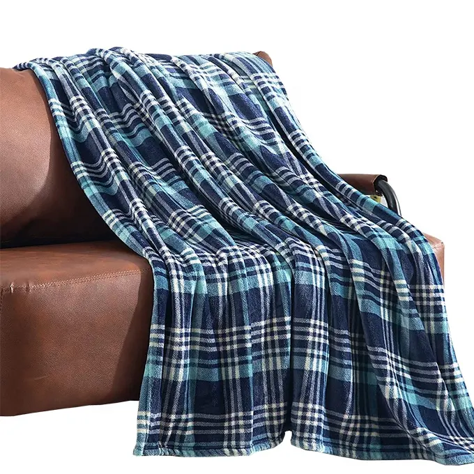 Soft Velvet Custom Plaid Flannel Fleece Throw Blanket Printing