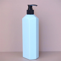 Nouvelle arrivée, flacon pompe cosmétique plat en plastique PET blanc de 500 ml, flacon vide pour lotion, shampoing et après-shampoing
