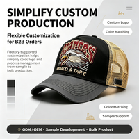 Casquette Trucker Vintage à 5 Panneaux Brodés, Vente en Gros Direct Usine, Dos en Maille, Double Boucle en Plastique, Logo Personnalisé, Faible MOQ