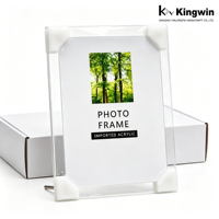 Cadre photo magnétique double face en plastique acrylique transparent, étanche, personnalisé, 4x6, 5x7, 6x9, 2x6, design flottant, vente en gros, approvisionnement en vrac