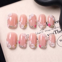 Lot de 10 faux ongles en acrylique PMMA faits à la main, style français 3D, courbes 2.0, couverture complète, réutilisables, luxe léger
