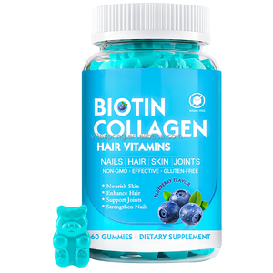Superventas al por mayor marca privada crecimiento del cabello fuerza biotina 10000mcg gomitas para el cabello suplemento de vitamina para el cabello piel uñas - Product Image 1