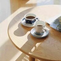 Table à thé en rondins japonais petit appartement salon ménage canapé rotin tissé table basse ronde balcon table à thé assise