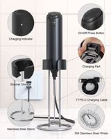 Mousseur à lait électrique portable en acier inoxydable rechargeable par USB, avec support suspendu, écologique, pour café, vente en gros