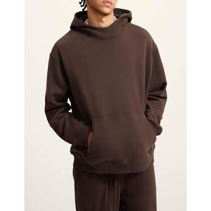 2025 pull surdimensionné pour hommes sweat à capuche en polaire lourde avec poche motif solide broderie 3D lavé à l'acide sweat à capuche - Product Image 3