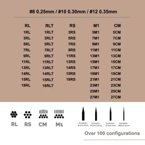 16 년 전문 문신 공급 업체 OEM 맞춤형 프리미엄 문신 카트리지 바늘 RL RS RM M1 문신 바늘 카트리지/