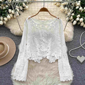Nuevas blusas de manga ahuecadas camisas señoras Casual Tops ropa mujer - Product Image 1