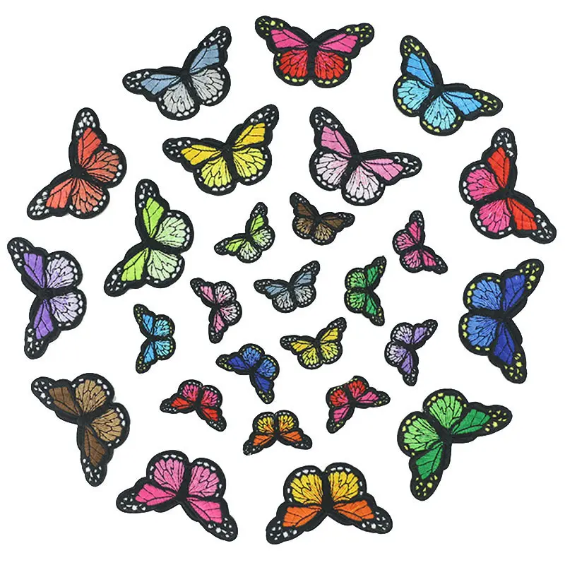 도매 저렴한 동물 귀여운 다리미 나비 패치 자수 크고 작은 패션 만화 나비 패치 핸드백