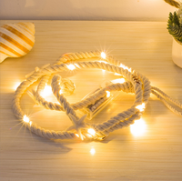 Guirlande lumineuse corde de chanvre B/O, flexible, à piles, éclairage décoratif d'extérieur et d'intérieur
