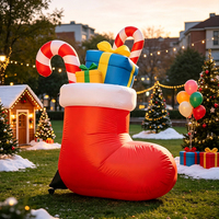Chaussette de Noël géante gonflable et imperméable de 8 à 10 pieds pour décorations extérieures et divertissements de fête de Noël