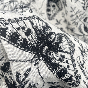 Tissu jacquard brodé en coton teint sur mesure avec des motifs de papillons et de fleurs, design chinois, pour la décoration de la maison - Product Image 3