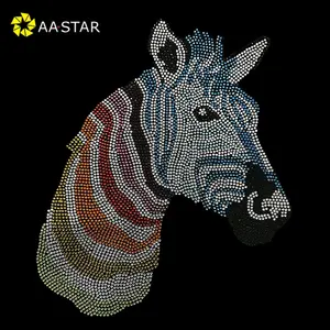 Colorful zebra iron on rhinestone custom transfer sheets designs