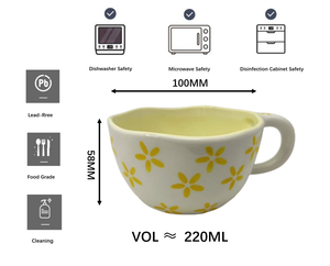 Tasse à thé en céramique de style japonais, motif pétale créatif, 8 oz, peinte à la main, design irrégulier, pour le thé de l'après-midi ou le café - Product Image 5