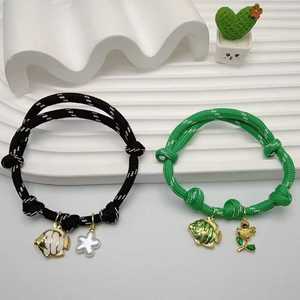 Pulseras Trenzadas Coloridas con Dijes de Esmalte de Peces, <span class=keywords><strong>Cactus</strong></span>, Lazos y Corazones para Uso Diario Femenino - Product Image 2