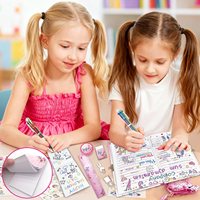 Ensemble de journaux pour filles roses Journal pour enfants avec serrure et stylo Règle mémo Taille-crayon Gomme pour enfants Cadeaux