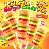 En gros Halal Sucré-acide BBQ Bâtonnet de hamburger Sucette Gommeux Confiserie à mâcher fruitée Bonbons gélifiés