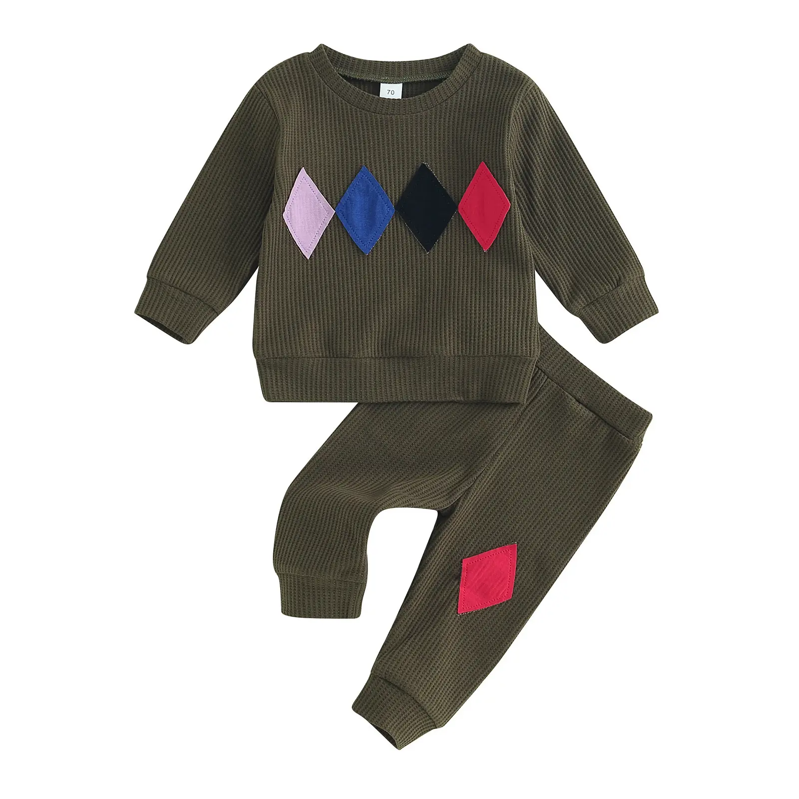 Fall New Baby Boys Clothes Solid Casual Crew Neck Sweater Trousers Two-Piece Children's Clothes