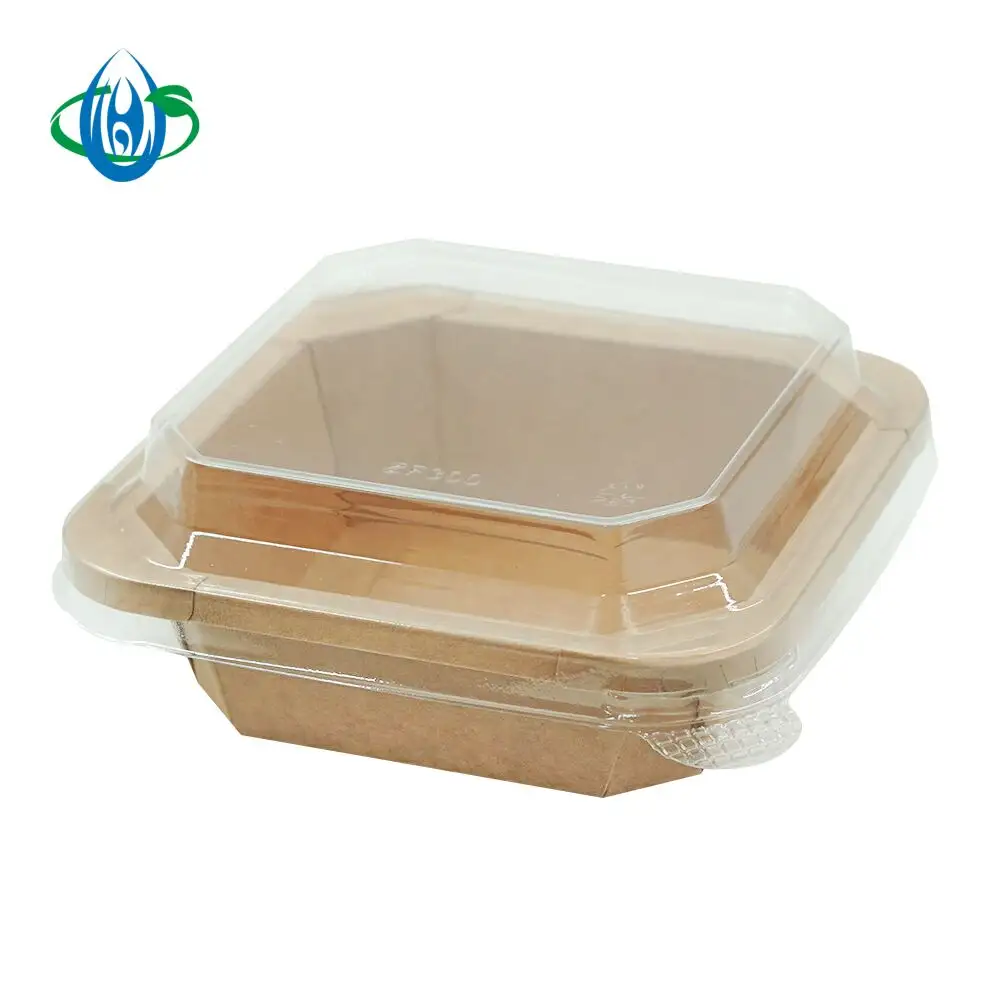 Bio-Eco friendly All sizes of Square Container kraft paper bowl wth lid for food packaging lunch box