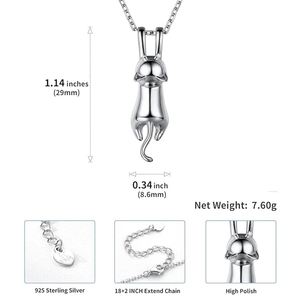 Collar de Plata de Ley 925 con Colgante de Gato Súper Lindo, Cadena de Clavícula Elegante para Mujeres Amantes de los Gatos - Product Image 2