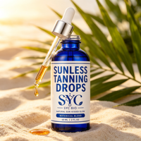 Formule de gouttes autobronzantes OEM avec mélange botanique pour un éclat naturel bronzé soleil, autobronzant visage et corps à absorption rapide