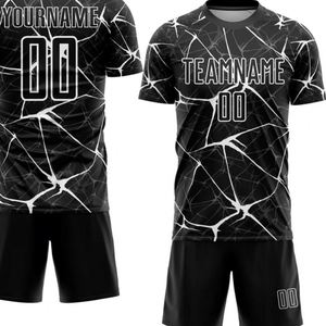 Conjunto de camiseta de fútbol con patrón abstracto, camiseta y pantalones cortos de entrenamiento de secado rápido transpirables de manga corta para hombres y jóvenes - Product Image 4