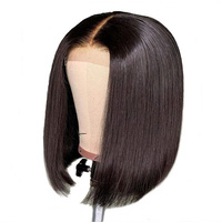 Wig Bob Brasil pra-pencabutan 4x4 renda penutup lurus pendek transparan Swiss renda warna HD untuk wanita hitam Wig renda murah