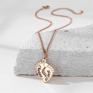 Collier avec pendentif en acier inoxydable gravé au laser avec le nom du bébé, personnalisé avec des strass, vente chaude, bijoux pour hommes - Product Image 4