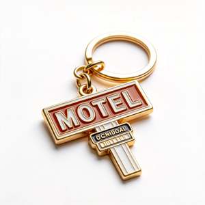 Porte-clés vintage en alliage de zinc émaillé à chaud, style motel, directement de l'usine, pour le branding des complexes hôteliers et les accessoires de voyage - Product Image 2
