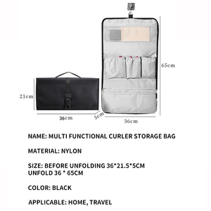 Neceser de viaje plegable, organizador de herramientas de peluquería, organizador de rizador de pelo, bolsa de almacenamiento con gancho - Product Image 3