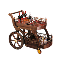Chariot à liqueurs d'hôtel, style classique, chariot de bar mobile à 4 roues, chariot de service à vin en bois antique pour hôtel, restaurant, bar et salle à manger
