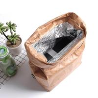 Sac à lunch personnalisé en papier brun Tyvek avec logo écologique réutilisable, étanche, glacière à isolation thermique de grande capacité congelable