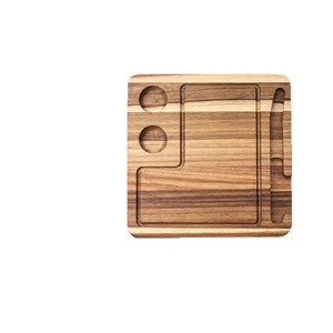 Tabla para carne de madera de acacia, rectangular, diseño minimalista, apta para lavavajillas, para fiestas y uso en la cocina. - Product Image 1