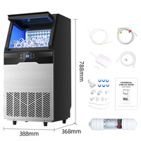 Machine à glaçons cubiques entièrement automatique professionnelle, fabrication automatique d'eau glacée en une seule touche, 40 kg/jour, compatible avec l'eau du robinet et en bouteille, pour hôtels et usage domestique