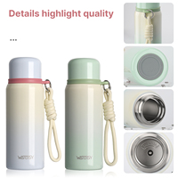 Bouteille d'Eau Isotherme à Double Paroi en Acier Inoxydable 316, 500 ml, Anti-fuite, Thermos Portable Balle de Voyage d'Extérieur avec Corde