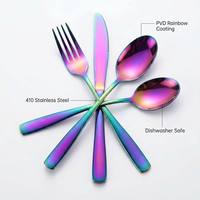 Ensemble de couverts de luxe en acier inoxydable 410, manche carré, finition miroir, compatible lave-vaisselle, profil fin, durable, pour mariage et enfants
