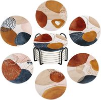 Nouveauté 2026 : Sous-verres en céramique et liège, motif géométrique color block, pour fêtes à domicile et usage quotidien