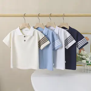 Camisetas de manga corta con cuello redondo para niños, ropa para bebés con estampado de Bambú