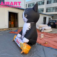 Décoration publicitaire gonflable en forme de chat de dessin animé, Mascotte gonflable en forme de chat de dessin animé pour fête