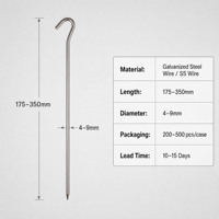 Piquets de tente en acier galvanisé et inoxydable en gros, finitions argent et or, type U, diamètre 4mm-9mm, longueur 17.5cm-30cm