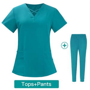 Stretch Scrub <b>Suits</b> High Quality Custom Logo V-Neck For Women And <b>Man</b> Scrubs Set & Doctors Uniforms - Product Image 1