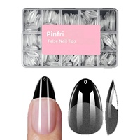 Lot de 450 faux ongles transparents en amande, ultra-fins, sans couture, sans lime, à presser, best-seller transfrontalier