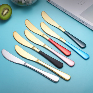 Cuchillo, tenedor y cuchara de acero inoxidable 304, cuchara de postre de cabeza redonda estilo celebridad de internet, cuchillo europeo para carne, tenedor y cuchara de postre. - Product Image 3
