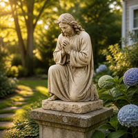 Statue de Jésus méditant artistique en résine, peinte à la main, modèle religieux, forme irrégulière, objet de collection catholique